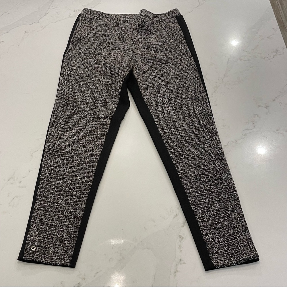 Anthropologie Black and Tan Tweed Skinny Leggings